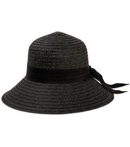 Ribbon Tie Straw Bucket Hat - Just Jamie
