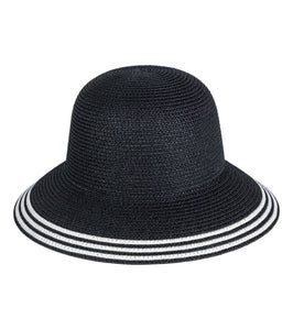 Striped Brim Straw Bucket Hat - Just Jamie