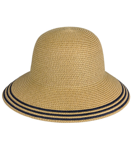 Striped Brim Straw Bucket Hat - Just Jamie