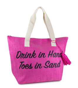 Drink in Hand Toes in Sand Insulated Tote Bag - Just Jamie