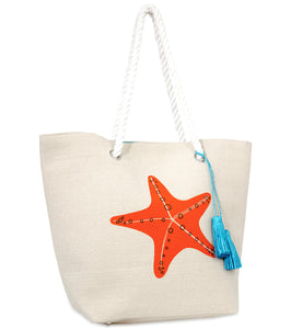 Graphic Tote with Tassel Charm - Just Jamie
