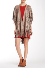 Load image into Gallery viewer, Faux Suede Laser Cut Fringe Ruana - Just Jamie