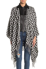 Load image into Gallery viewer, Super Soft Houndstooth Ruana with PU and Zipper - Just Jamie