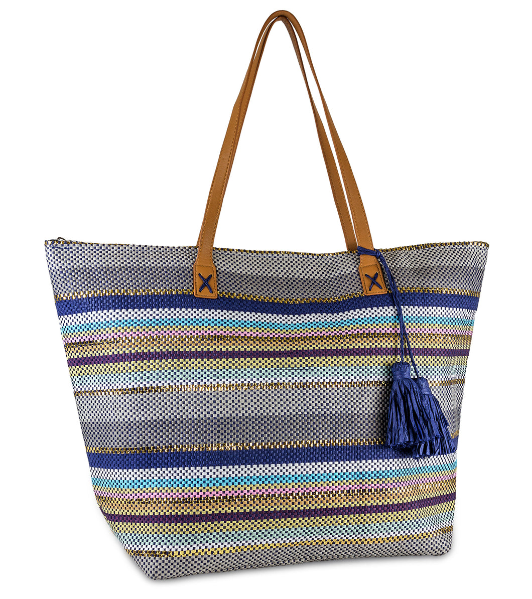 Two Tone Striped Tote - Just Jamie