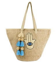 Load image into Gallery viewer, Jute Hand Beach Tote with Tassels - Just Jamie
