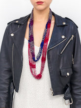 Load image into Gallery viewer, Crochet Colorblock Necklace Scarf with Silver Beads - Just Jamie