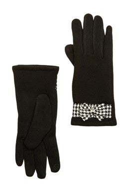 Touch Tone - Solid Glove with Houndstooth Bow - Just Jamie
