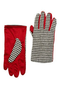 Touch Tone - Houndstooth with Crimson Reverse Gloves - Just Jamie