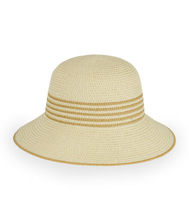 Striped Straw Bucket Hat - Just Jamie
