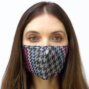 Houndstooth Chevron Face Mask - Just Jamie