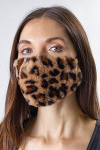 Leopard Faux Mink Fur Facemask Covering - Just Jamie