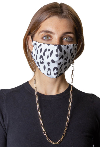 Animal / Solid Black Face Covering with Gold Chain -2pc pack - Just Jamie