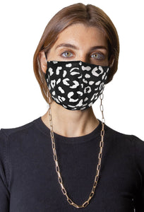 Animal / Solid Black Face Covering with Gold Chain -2pc pack - Just Jamie