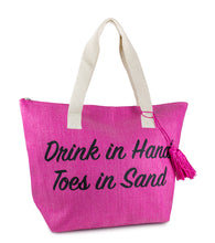 Load image into Gallery viewer, Drink in Hand Toes in Sand Insulated Tote Bag - Just Jamie