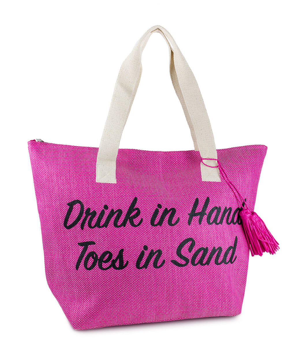 Drink in Hand Toes in Sand Insulated Tote Bag - Just Jamie