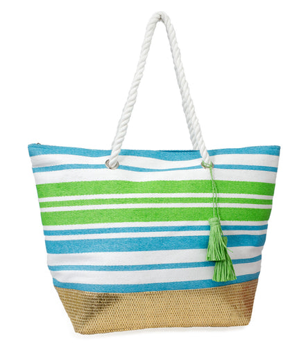 Bright Striped Tote with Tassel - Just Jamie