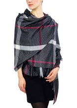Load image into Gallery viewer, Plaid Metallic Striped Shawl - Just Jamie
